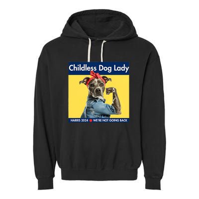 Childless Dog Lady Is Voting Kamala Election Usa 2024 Garment-Dyed Fleece Hoodie