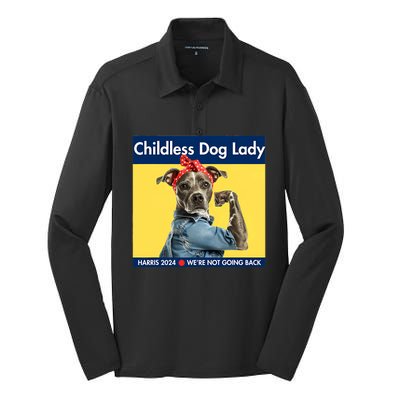 Childless Dog Lady Is Voting Kamala Election Usa 2024 Silk Touch Performance Long Sleeve Polo