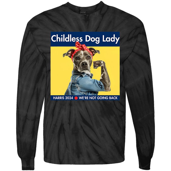 Childless Dog Lady Is Voting Kamala Election Usa 2024 Tie-Dye Long Sleeve Shirt