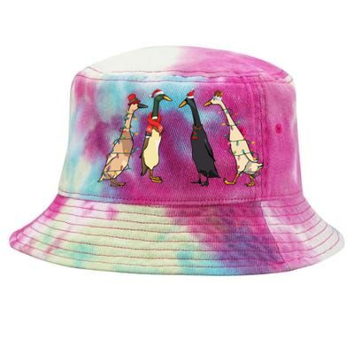 Christmas Ducks Lights Santa Ducks Merry Christmas Tie-Dyed Bucket Hat