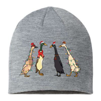 Christmas Ducks Lights Santa Ducks Merry Christmas Sustainable Beanie