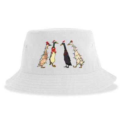 Christmas Ducks Lights Santa Ducks Merry Christmas Sustainable Bucket Hat