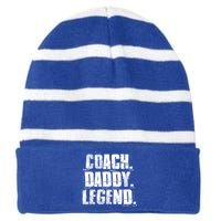 Coach Daddy Legend Motivational Coach Dad Fathers Day Gift Striped Beanie with Solid Band