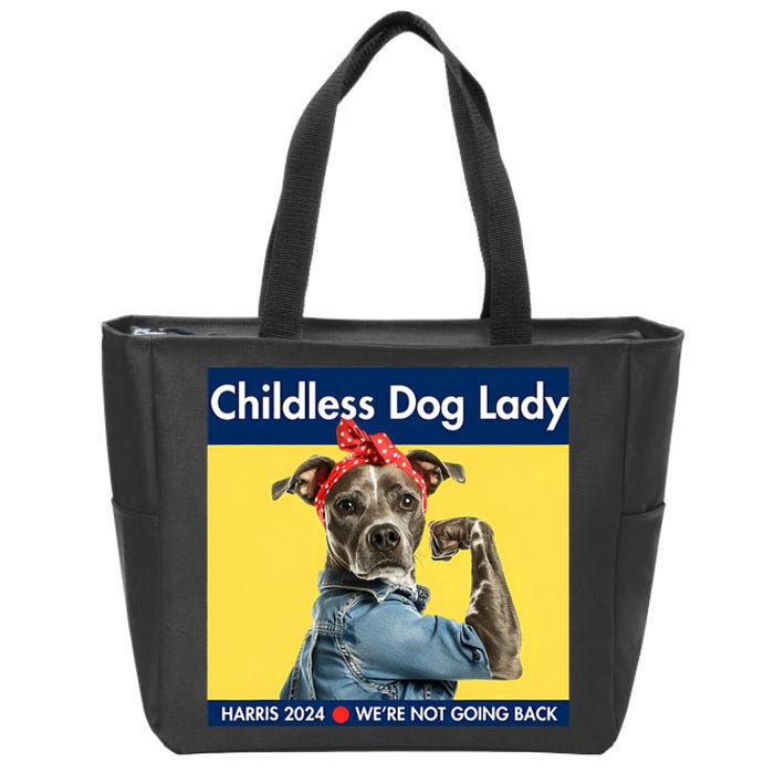 Childless Dog Lady Is Voting Kamala Election Usa 2024 Zip Tote Bag