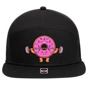 Cute Doughnut Lifting Dumbbel 7 Panel Mesh Trucker Snapback Hat