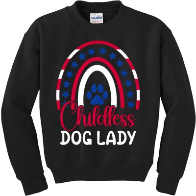 Childless Dog Lady Election Vote 2024 Boho Rainbow Usa Kids Sweatshirt