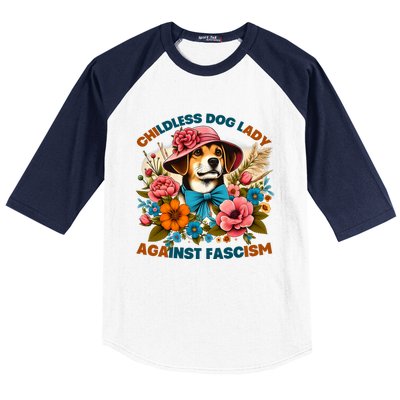 Childless Dog Lady Against Fascism Voting Kamala Dog Owners Baseball Sleeve Shirt