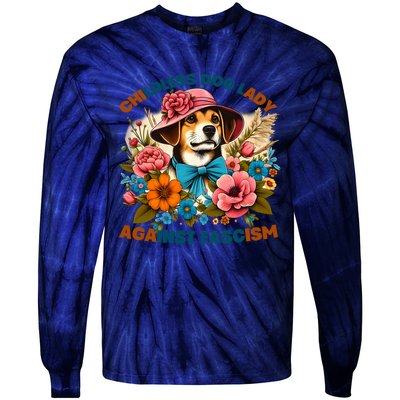 Childless Dog Lady Against Fascism Voting Kamala Dog Owners Tie-Dye Long Sleeve Shirt