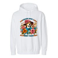 Childless Dog Lady Against Fascism Voting Kamala Dog Owners Garment-Dyed Fleece Hoodie