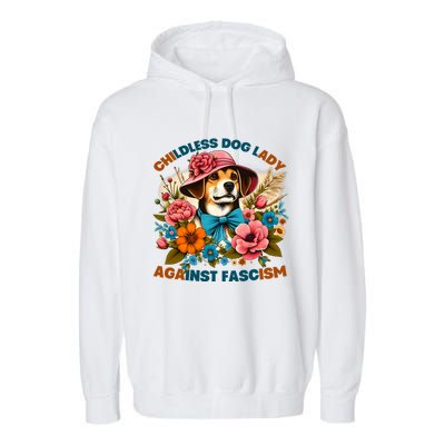 Childless Dog Lady Against Fascism Voting Kamala Dog Owners Garment-Dyed Fleece Hoodie