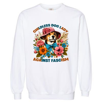 Childless Dog Lady Against Fascism Voting Kamala Dog Owners Garment-Dyed Sweatshirt