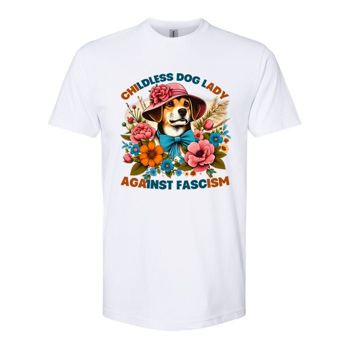 Childless Dog Lady Against Fascism Voting Kamala Dog Owners Softstyle CVC T-Shirt