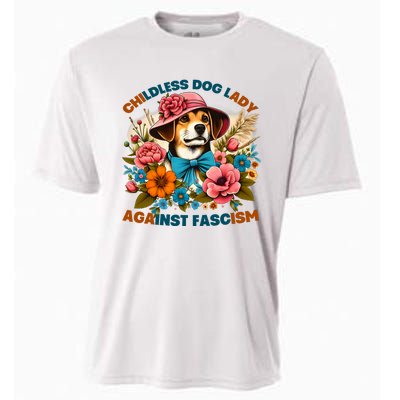 Childless Dog Lady Against Fascism Voting Kamala Dog Owners Cooling Performance Crew T-Shirt