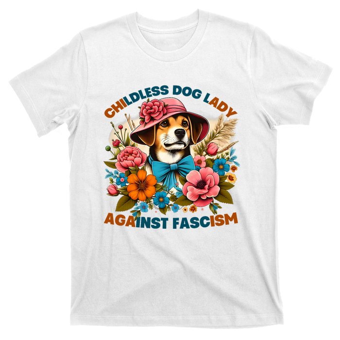 Childless Dog Lady Against Fascism Voting Kamala Dog Owners T-Shirt