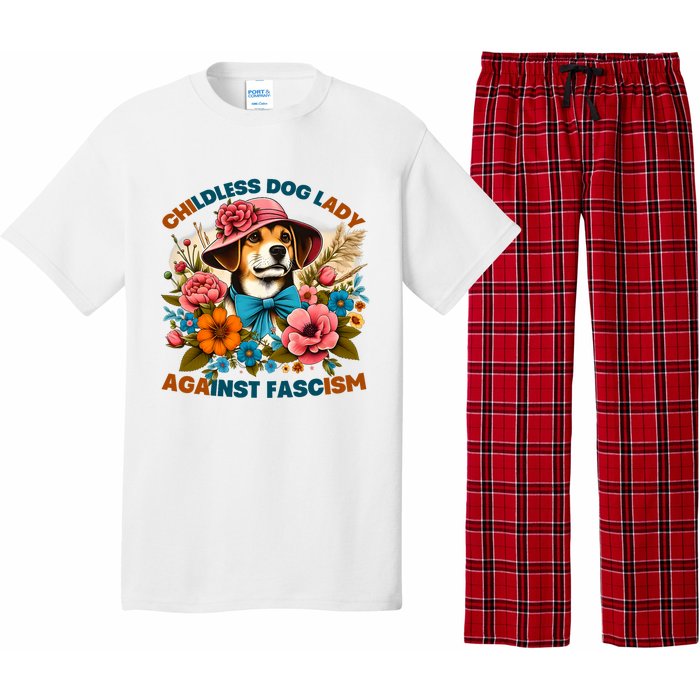 Childless Dog Lady Against Fascism Voting Kamala Dog Owners Pajama Set