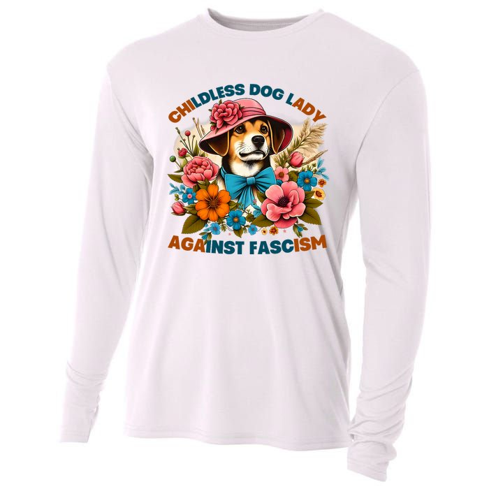 Childless Dog Lady Against Fascism Voting Kamala Dog Owners Cooling Performance Long Sleeve Crew