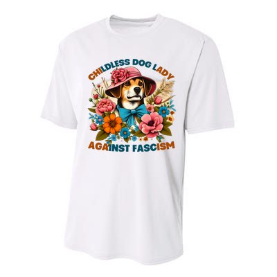 Childless Dog Lady Against Fascism Voting Kamala Dog Owners Performance Sprint T-Shirt