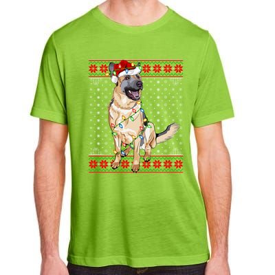 Christmas Dog Lighting Ugly Sweater Ger Shepherd Dog Xmas Cool Gift Adult ChromaSoft Performance T-Shirt