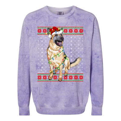 Christmas Dog Lighting Ugly Sweater Ger Shepherd Dog Xmas Cool Gift Colorblast Crewneck Sweatshirt