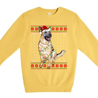 Christmas Dog Lighting Ugly Sweater Ger Shepherd Dog Xmas Cool Gift Premium Crewneck Sweatshirt