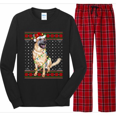 Christmas Dog Lighting Ugly Sweater Ger Shepherd Dog Xmas Cool Gift Long Sleeve Pajama Set