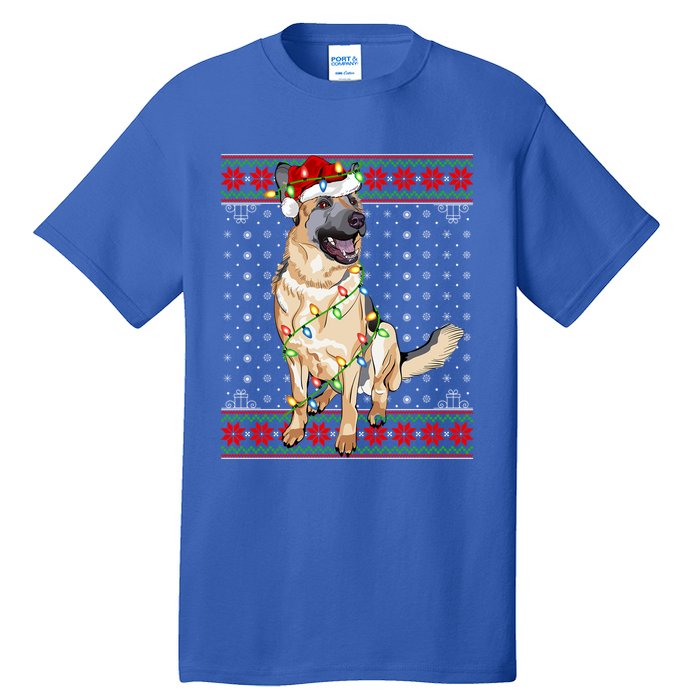 Christmas Dog Lighting Ugly Sweater Ger Shepherd Dog Xmas Cool Gift Tall T-Shirt