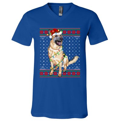 Christmas Dog Lighting Ugly Sweater Ger Shepherd Dog Xmas Cool Gift V-Neck T-Shirt