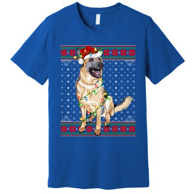 Christmas Dog Lighting Ugly Sweater Ger Shepherd Dog Xmas Cool Gift Premium T-Shirt