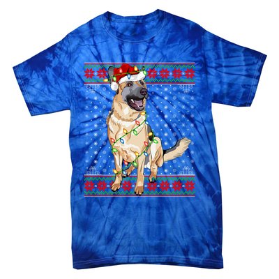 Christmas Dog Lighting Ugly Sweater Ger Shepherd Dog Xmas Cool Gift Tie-Dye T-Shirt