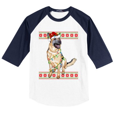 Christmas Dog Lighting Ugly Sweater Ger Shepherd Dog Xmas Cool Gift Baseball Sleeve Shirt