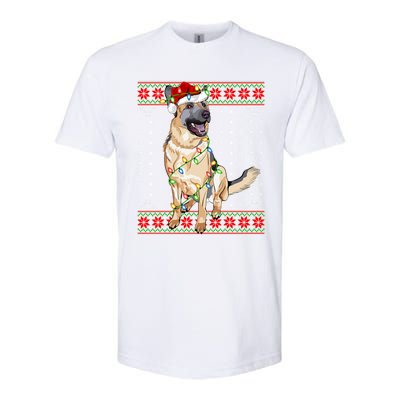 Christmas Dog Lighting Ugly Sweater Ger Shepherd Dog Xmas Cool Gift Softstyle CVC T-Shirt