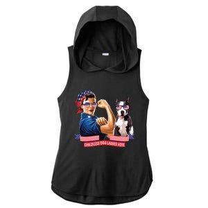 Childless Dog Lady Is Voting Kamala Election Usa 2024 Ladies PosiCharge Tri-Blend Wicking Draft Hoodie Tank