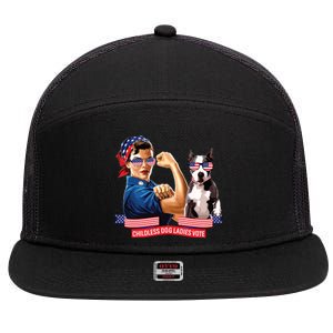 Childless Dog Lady Is Voting Kamala Election Usa 2024 7 Panel Mesh Trucker Snapback Hat