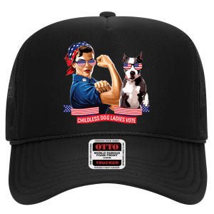 Childless Dog Lady Is Voting Kamala Election Usa 2024 High Crown Mesh Back Trucker Hat