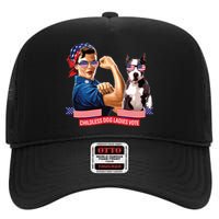 Childless Dog Lady Is Voting Kamala Election Usa 2024 High Crown Mesh Back Trucker Hat