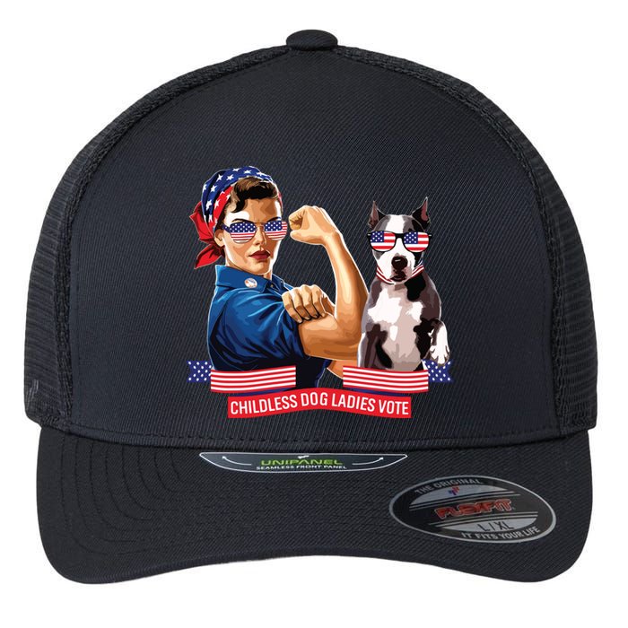 Childless Dog Lady Is Voting Kamala Election Usa 2024 Flexfit Unipanel Trucker Cap