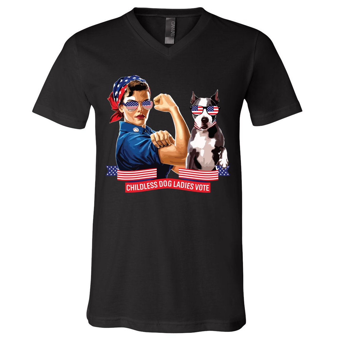 Childless Dog Lady Is Voting Kamala Election Usa 2024 V-Neck T-Shirt