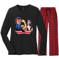 Childless Dog Lady Is Voting Kamala Election Usa 2024 Women's Long Sleeve Flannel Pajama Set 