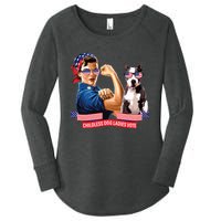 Childless Dog Lady Is Voting Kamala Election Usa 2024 Women's Perfect Tri Tunic Long Sleeve Shirt