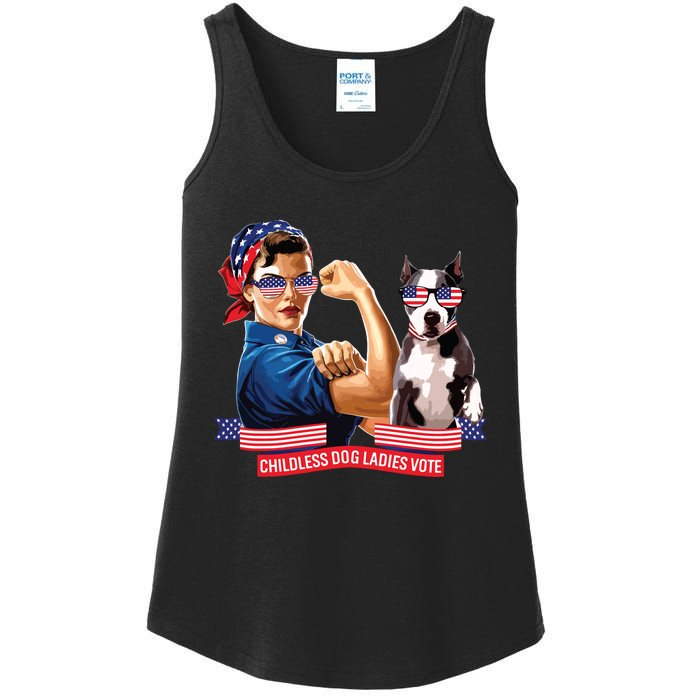 Childless Dog Lady Is Voting Kamala Election Usa 2024 Ladies Essential Tank