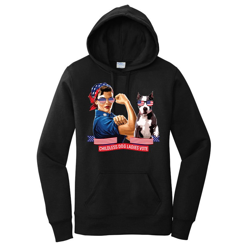 Childless Dog Lady Is Voting Kamala Election Usa 2024 Women's Pullover Hoodie