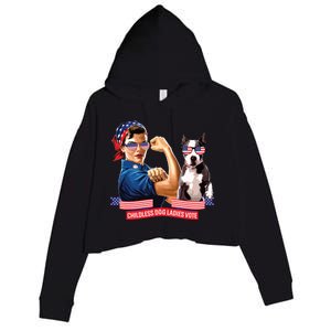 Childless Dog Lady Is Voting Kamala Election Usa 2024 Crop Fleece Hoodie