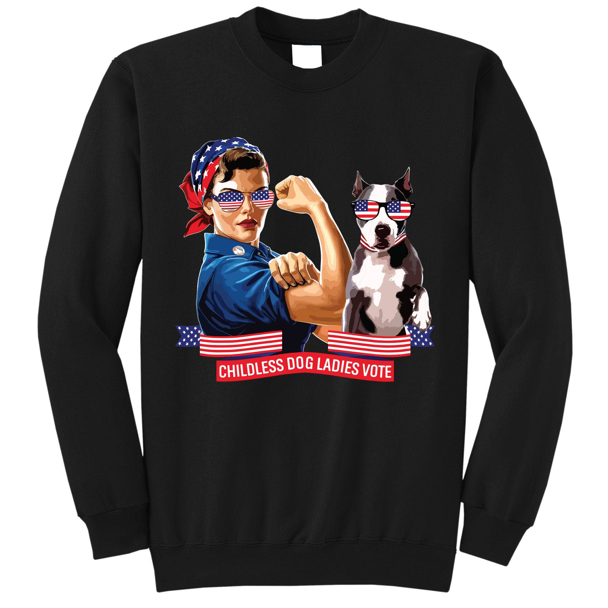 Childless Dog Lady Is Voting Kamala Election Usa 2024 Tall Sweatshirt