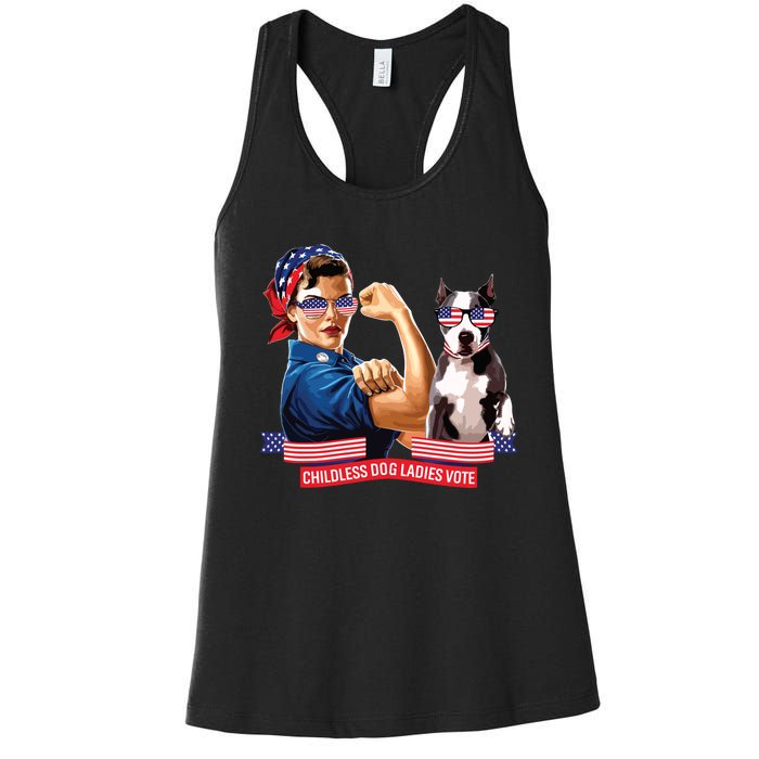 Childless Dog Lady Is Voting Kamala Election Usa 2024 Women's Racerback Tank