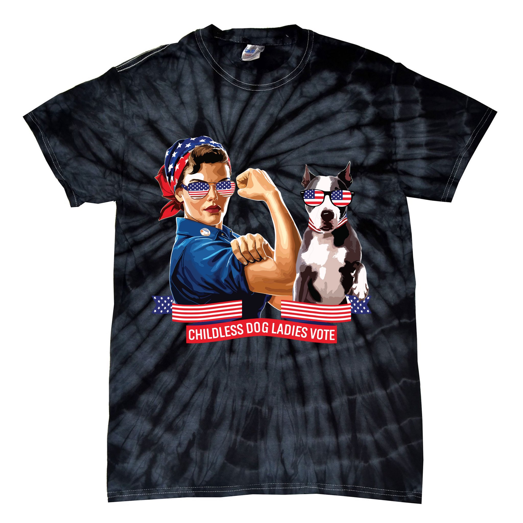 Childless Dog Lady Is Voting Kamala Election Usa 2024 Tie-Dye T-Shirt