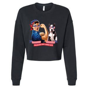 Childless Dog Lady Is Voting Kamala Election Usa 2024 Cropped Pullover Crew