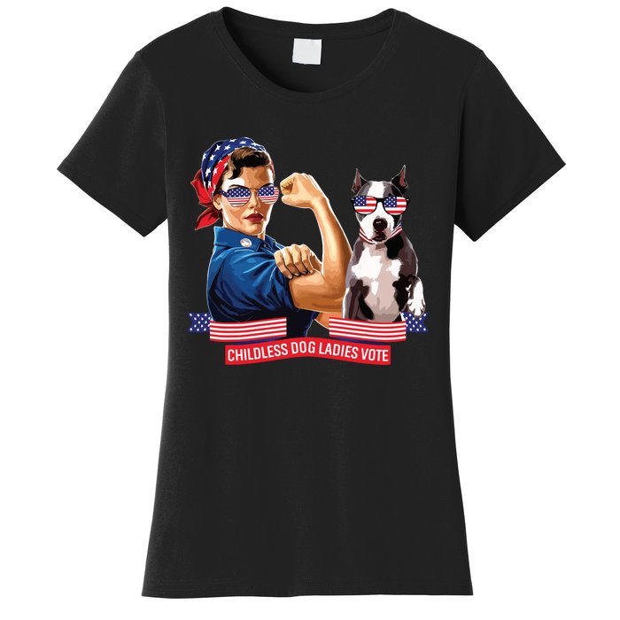 Childless Dog Lady Is Voting Kamala Election Usa 2024 Women's T-Shirt