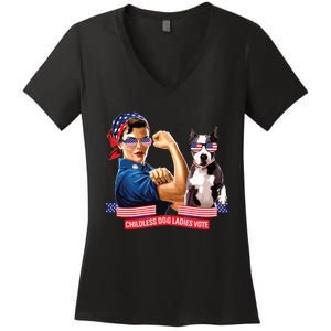 Childless Dog Lady Is Voting Kamala Election Usa 2024 Women's V-Neck T-Shirt