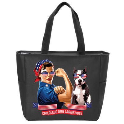 Childless Dog Lady Is Voting Kamala Election Usa 2024 Zip Tote Bag