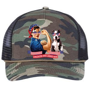 Childless Dog Lady Is Voting Kamala Election Usa 2024 Retro Rope Trucker Hat Cap